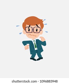 Businessman with glasses , scared.