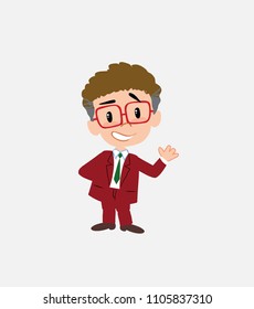 Businessman with glasses showing something in positive attitude.