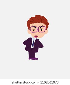 Businessman with glasses is slightly angry.