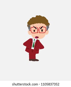 Businessman with glasses is slightly angry.