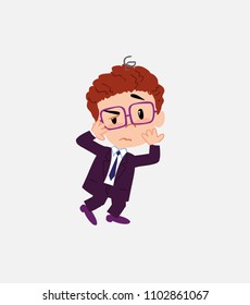 Businessman with glasses something sick and dizzy.
