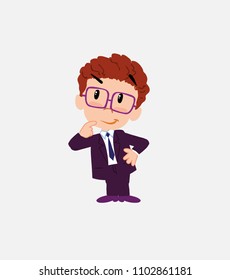 Businessman with glasses thoughtful and happy.