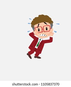 Businessman with glasses very alarmed takes the hands to the head.