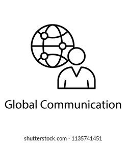 
A businessman with global process, global communication icon 
