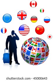 Businessman Global Travel Original Vector Illustration