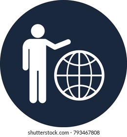 businessman with globe sign  planetary icon