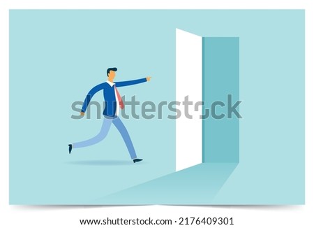 Businessman go forward to the exit door, Vector illustration design