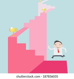Businessman go to get trophy - Vector