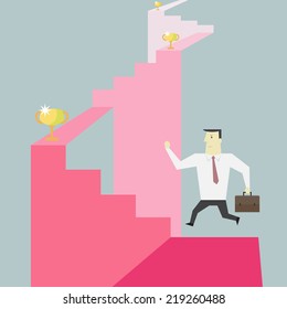 Businessman go to get trophy - Vector