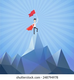 Businessman go to the top of mountain - Vector 