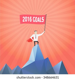 Businessman go to the top of mountain - Vector