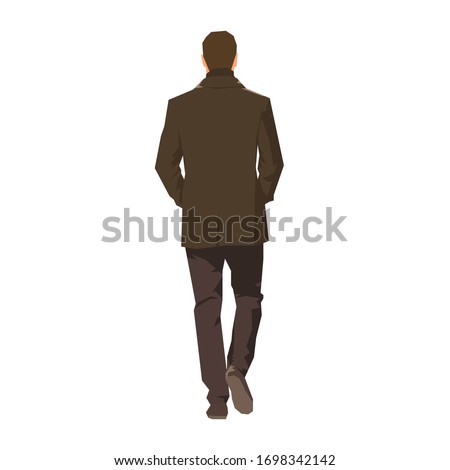 Similar – Image, Stock Photo Man in a coat standing on a sandy beach looking at a dog in the distance, with dunes and a blue sky overhead in Lariño, Galicia