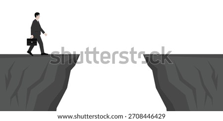 Businessman is Going to Jump over a Cliff. Goal Achievement and Business Success Concept. 
