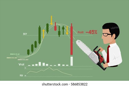 Businessman Is Going To Stop Loss By His Chain Saws
