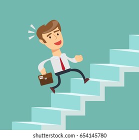 Businessman going up. Stock vector illustration for poster, greeting card, website, ad, business presentation, advertisement design