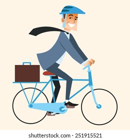 Businessman Going To Work In The Office By Bike