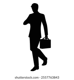 Businessman Going to Work Silhouette Icon for Professional and Corporate Themes