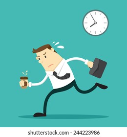 The businessman going to work. Vector illustration