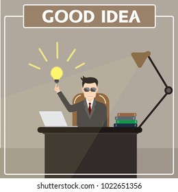 businessman and good idea vector, Concept of creative idea or inspiration, office sign, Vector illustration
