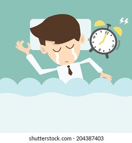 businessman got lazy and morning alarm clock