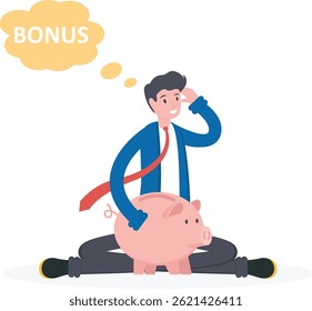 Businessman got no bonus, illustration vector cartoon

