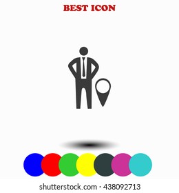 Businessman with GPS icon. 