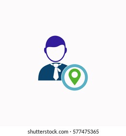 Businessman with gps  icon Vector design. Colored illustration.