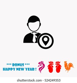Businessman with gps vector icon