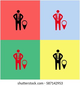 Businessman with GPS vector  icon.
