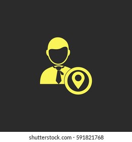 Businessman with gps vector  icon.