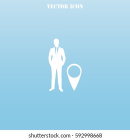 Businessman with gps vector  icon.