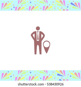 Businessman with GPS vector icon on white background. Isolated illustration. Business picture.