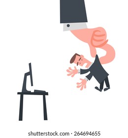 Businessman was grab by someone hand