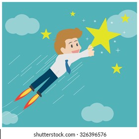 businessman grab stars.Vector illustrator.