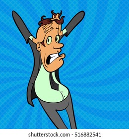 Businessman grabbed his head and screaming in horror