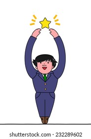 Businessman grabbing a star