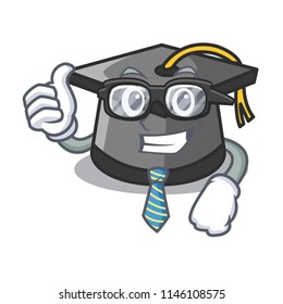Businessman graduation hat character cartoon