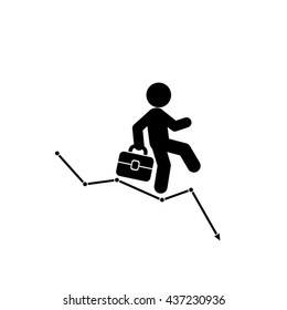 Businessman and graph fall icon vector illustration eps10.