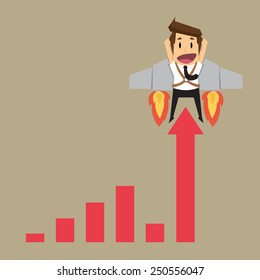  businessman with graph fling up. vector