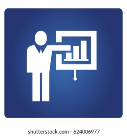 businessman with graph on blue background