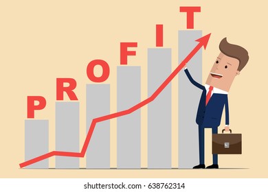 Businessman and a graph - Profit. Business concept . Vector illustration
