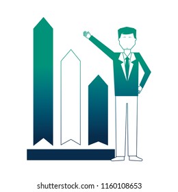 businessman with graph statistic avatar character