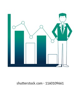 businessman with graph statistic avatar character