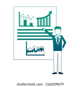businessman with graph statistic avatar character