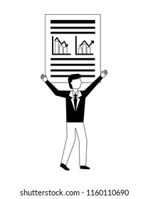 businessman with graph statistic avatar character