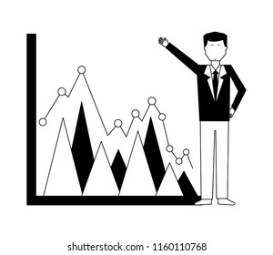 businessman with graph statistic avatar character