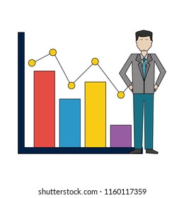 businessman with graph statistic avatar character