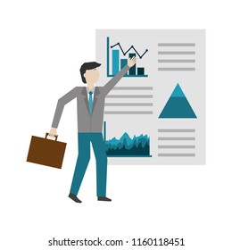 businessman with graph statistic avatar character