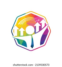 Businessman and graph vector logo design. Businessman logo icon. People logo icon. Business logo sign.