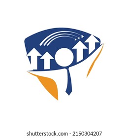 Diseño del logo de portador de grafos y hombres de negocios. Icono del logo de un empresario. Icono del logo de la gente. Signo del logotipo de negocios.
